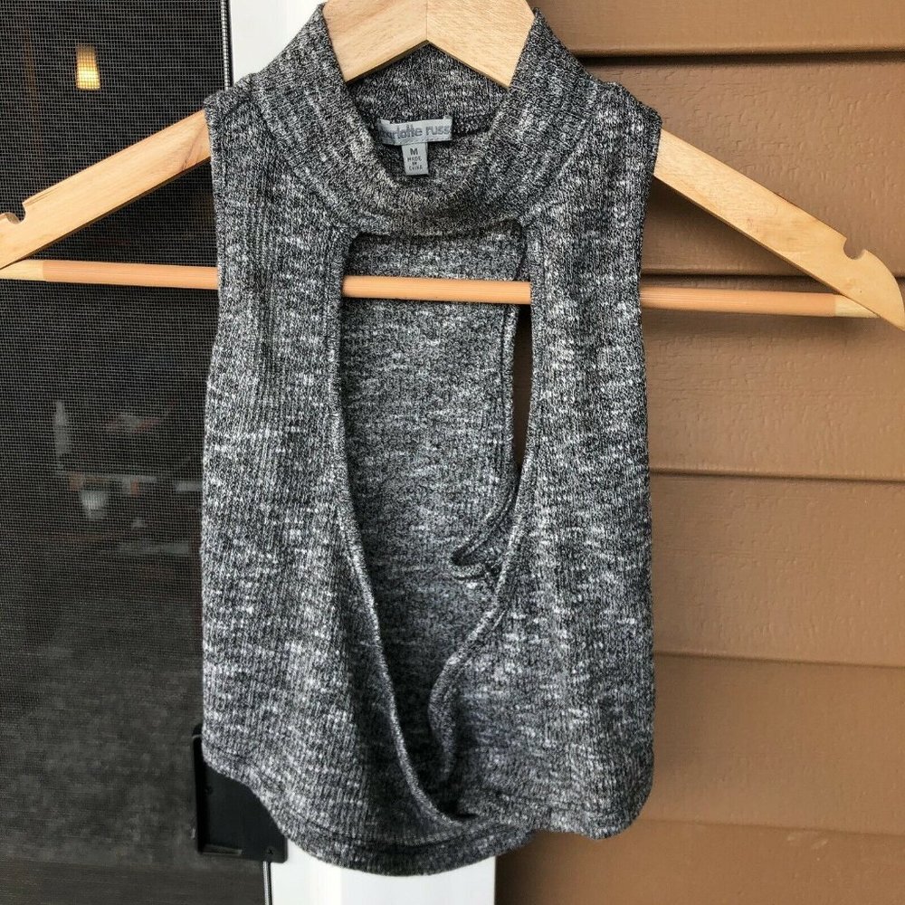 Charlotte Russe Crop Top High Neck Cutout Gray Kni